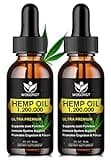 (2 Pack) Organic Hemp Oil - 100% Natural Hemp Oil Extract, Calming, Sleep, Relaxation, Immune Support, Rich in Omega 3, 6, 9 Fatty Acids, Vegan - 30mL