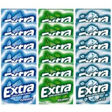 Extra Long Lasting Sugar Free Chewing Gum, Polar Ice, Spearmint & Peppermint Flavors, Variety Box, 18 Count