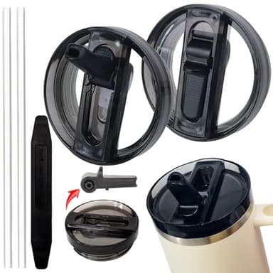 2 Pack 40 oz Tumbler Detachable Flip Straw Lid Replacement Fit for Stanley Quencher ProTour,Leak Proof Lid Compatible with Stanley Cup,No Spill Flip Top Tumbler Cover for Stanley Cup Accessories