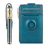 Womens AirTag Wallet, Genuine Leahter Bifold Credit Card Holder with Built-in Integrated Case for Holding Cash, Coins, Credit Cards, Built-in Case for AirTag Accessories for Women, Women's Day (Bule)