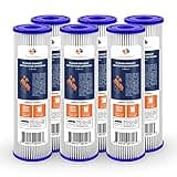 Aquaboon 5 Micron 10x2.5 Whole House Pleated Sediment Filter Cartridge for Well Water Filter Replacement Compatible with WFPFC3002, WHKF-WHPL, 6-Pack
