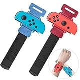 YUANHOT Wrist Bands for Nintendo Switch Just Dance 2025 2024 2023 2022 & Zumba Burn It Up, Adjustable Elastic Straps for Switch & Switch OLED Joy Con Controller, 2 Pack for Kid and Adult - Red/Blue