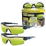 Battlevision As Seen On TV Night Vision Glasses 2 Pairs by BulbHead - Amazing Night Driving Glasses Protect Eyes From Blinding Headlight Glare - Green Lenses Enhance Clarity - Flexible Frames, 6 In