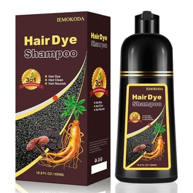 Dark Coffee Hair Dye Shampoo 3-in-1, 100% Gray Hair Coverage in Minutes, Instant Brown Shampoo Hair Dye, Herbal Hair Color Shampoo for Women & Men, Coloring Shampoo for Dyeing Gray, 16.9 Fl Oz