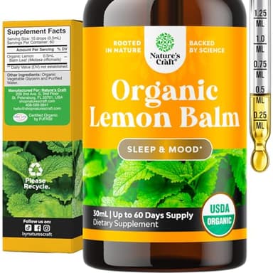 Organic Lemon Balm Leaf Liquid Extract for Immune Support - Lemon Balm Tincture for Mood & Relaxation Support - Organic Tincture Leaf Drops for Adults & Kids Dietary Supplement - 1 Fl Oz