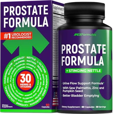 Prostate Health Supplements for Men with Stinging Nettle - Urinary Tract Health & DHT Blocker for Hair Growth - Pumpkin Seed, Saw Palmetto, Pygeum, Lycopene - Mens Multivitamins with Zinc - 60 caps