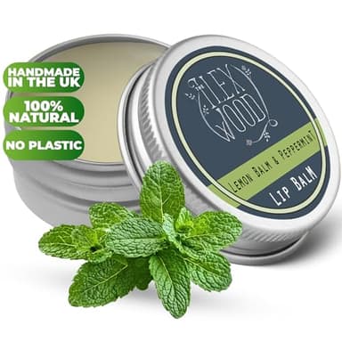 The Ilex Wood - All Natural Lip Balm - Lemon Balm and Peppermint - Cold Sore Treatment for Lips, Palm Oil Free, Cruelty Free, Plastic Free, Moisturising Lip Balm, Handcrafted - 10ml (0.34 fl oz)