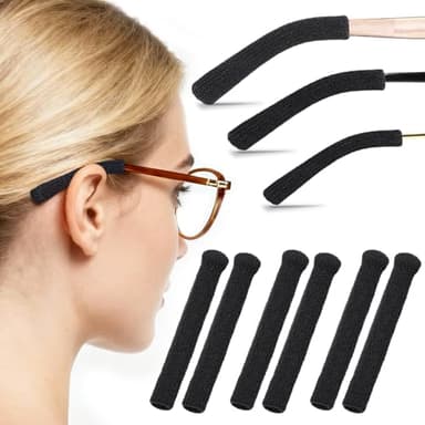 PNORTSD Upgraded Glasses Ear Cushion - Soft Knitted Cotton, Non-Slip Plush Elastic Eyeglass Temple Sleeves, Relieves Ear Soreness, Glasses Grips Provide All-Day Comfort for Most Eyeglasses (3 Pairs)