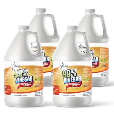 99% Pure Vinegar - 100% Natural Concentrated Cleaner - Dilutes to 20 Gallons - 20x Power Vinegar - Great Household Product - 4 Gallon Case - Stellar Chemical Corp.