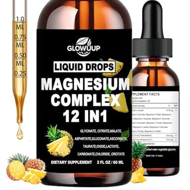 Magnesium 12 in 1 Complex 1000mg Supplement for Women & Men, High Absorption Liquid Magnesium W/Glycinate Citrate Malate Taurate Oxide Aspartate Orotate, Calm Magnesium for Sleep Muscle Heart Support