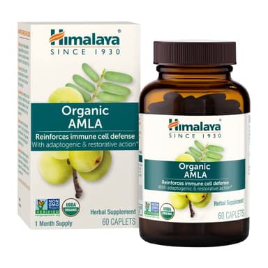 Himalaya Organic Amla - Herbal Immune Support Supplement with Adaptogen and Antioxidant - USDA Organic, Vegan, Non-GMO, Gluten Free, 600 mg, 60 Caplets