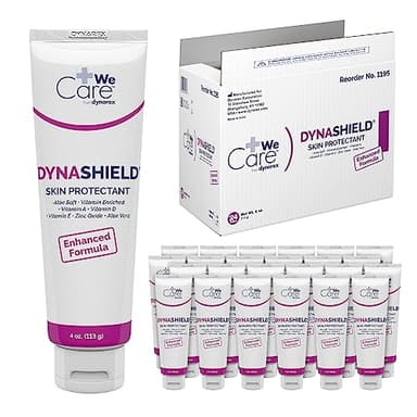 Dynarex DynaShield Skin Protectant Barrier Cream - Zinc Oxide Cream with Vitamins A, D, E, Aloe Vera - Protective Ointment, Helps Moisturize Dry Skin - 4oz Tube, 24 Per Case