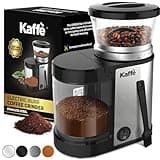 Kaffe Electric Burr Coffee Grinder (5.5oz) w/Adjustable Precise Coarseness Settings - Flat Burr - [Improved Motor] - Precision Coffee Bean Grinder for Home Use - Stainless Steel