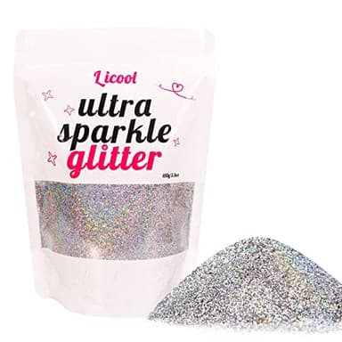 100g Holographic Ultra Fine Glitter, Sparkle Makeup Glitter, Extra Fine Craft Glitter Resin Sequins for Epoxy Glass Resin Art Tumblers Body Hair Face Nail (Laser Silver)