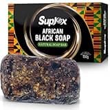 Best Raw Organic African Black Soap Bar, long lasting for oily skin, 100% pure natural body cleanser from Ghana