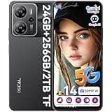 OSCAL Tiger 13 5G Phones Unlocked,24(8+16) GB+256GB/TF 2TB Android 14 Smartphone, Gemini AI Gaming Phone, Octa Core,50+8MP,90Hz 6.67" HD+ Dual Sim,5000mAh,Face ID/Fingerprint/NFC/BT5.0/OTG(Black)
