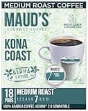 Maud's Kona Coffee Pods, 18 ct - Kona Coast Blend - 100% Arabica Medium Roast Coffee, Solar Energy Produced Recyclable Pods Compatible with Keurig K Cups Maker