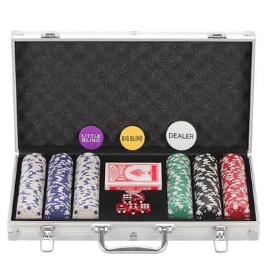 LUOBAO 300 Pcs Poker Chips Set for Texas Holdem,Clay Poker Set Blackjack,Professional Poker Kit with Aluminum Case,2 Decks Cards,Dealer Blind Buttons 5 Dice,11.5 Gram Casino Chips for Gambling Games
