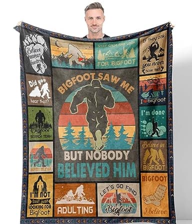 Hocgiwd Bigfoot Gifts, Sasquatch Gifts, Big Foot Sasquatch Gifts, Bigfoot Gift for Men Women, Birthday Gift for Sasquatch Lovers, Big Foot Gifts Blanket 60" x 50"