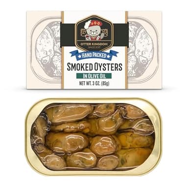 Otter Kingdom Premium Smoked Oysters in Pure Olive Oil, 3-Ounce Cans (Pack of 12)