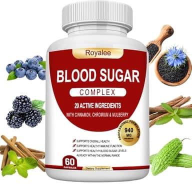 Blood Sugar Complex Supplement Helps Maintain Healthy Blood Sugar Levels Herbal Blend with Bitter Melon, Mulberry Leaf, Cinnamon Bark, Chromium & Alpha Lipoic Acid – Non-GMO – 60 Capsules