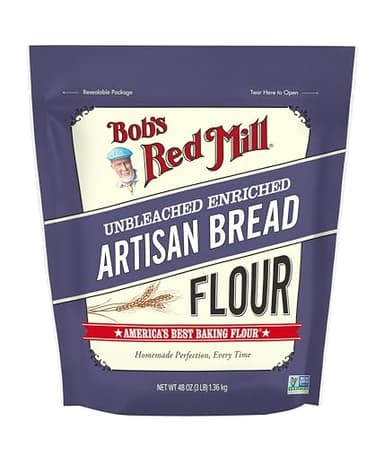 Bob's Red Mill Artisan Bread Flour, 3 Pound (Pack of 1) - Unbleached, Unbromated, Non-GMO, Vegan