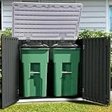 YITAHOME Extra Large Outdoor Horizontal Storage Shed, 4.5x4ft Resin Tool Sheds w/o Shelf, Easy to Assemble Waterproof Storage for Trash Cans, Garden Tools, Lawn Mower, Lockable, Dark Gray