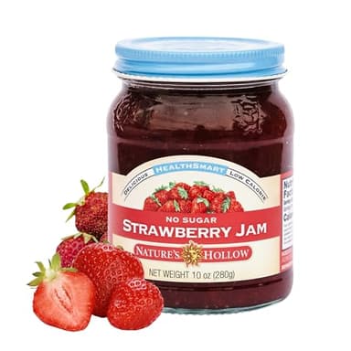 Nature's Hollow Strawberry Jam: Sugar Free Jam and Preserves, Low Cal, Non GMO, Keto Jam, Vegan, Gluten Free, and Diabetic Friendly - Sugar Free Jelly - 10oz