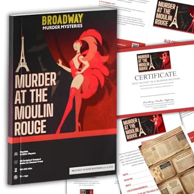 Murder at The Moulin Rouge | Glamorous 1920s Paris Themed Murder Mystery Game Kit | Party Game for Adults and Teens | Flexible 4-20+ Players