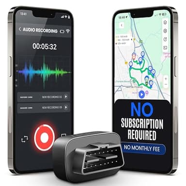 LocaOne GPS Tracker for Vehicles No Monthly Fee – Tracker Device for Vehicles – OBD Plug and Play Car Tracking Device – Real-Time Location Tracking – Audio Recording, Speeding Alarm, Remote Monitoring