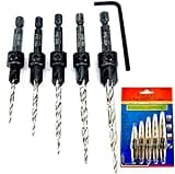 FTG USA Adjustable Wood Countersink Drill Bit Set 5 Pc #4#6#8#10#12 Tapered Drill Bit for Woodworking
