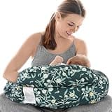 Safotad Nursing Pillow for Breastfeeding, Original Breastfeeding Pillows for Support Mom and Baby, Nursing Pillows with Adjustable Waist Strap, Pocket and Removable Soft Cover, Dark Green