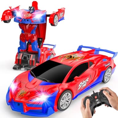 JMOROCR Spider Transform Remote Control Car Toys for Boys 4-7,2.4GHz RC Cars with Dual-Color Lights,Fast 360°Rotation,One-Click Deformation,Toys for 3 4 5 6 7 8 9 10 11 12 Year Old Boys