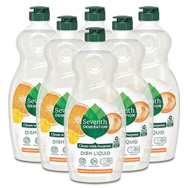 Seventh Generation Dish Liquid Soap Clementine Zest Lemongrass Pack of 6 Dishwashing Soap Liquid Soap 19 oz