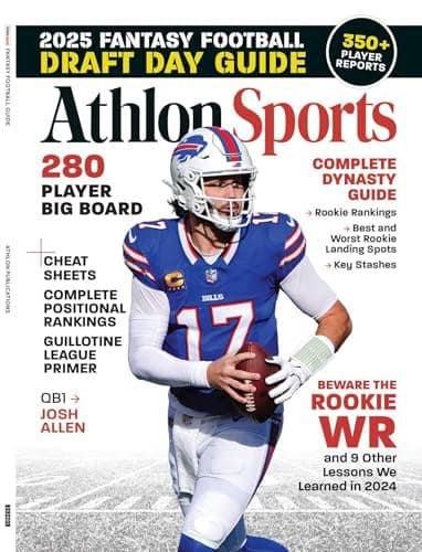 Athlon Sports - Fantasy Football 2025: 350+ Player Reports, 280 Player Big Board, League Domination, Top Picks, Cheat Sheets, Positional Rankings, ... Rookie Rankings & More! Saquon Barkley