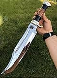SHINY CRAFTS Handmade Forged Crocodile Dundee Knife, Fixed Blade Knife, Bowie Knife, Hunting Knife, Camping Knife,Knife with Premium Leather Sheath (OMG-HK-19)
