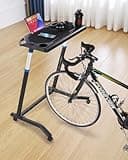 VEVOR Cycling Desk, Mobile Foldable Multi-Functional Bike Trainer & Treadmill Desk with Lockable Wheels, Non-Slip Multi-Slot Bike Trainer Fitness Desk with Handle Bar, Fit for Home Office Exercise