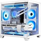 HELLOLAND Gaming PC Desktop-AMD Ryzen 7 5700X 3.4 GHz-RTX 4070 Super 12GB -32GB DDR4 RAM-1TB M.2 SSD-240 Liquid Cooler -WiFi & Bluetooth -RGB Fans-Windows 11 Pro Desktop Computer-White