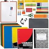 Trail maker Back to School Supplies 60 Piece Bundle Kit for Girls, Boys, Kids, Back to School Supply Box Set Includes Notebooks, Folders, Composition Book, Headphones, Ruler, and More