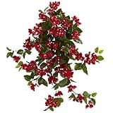 Nearly Natural 28” Bougainvillea Hanging Bush Artificial (Set of 2) UV Resistant (Indoor/Outdoor) Silk Plants Red