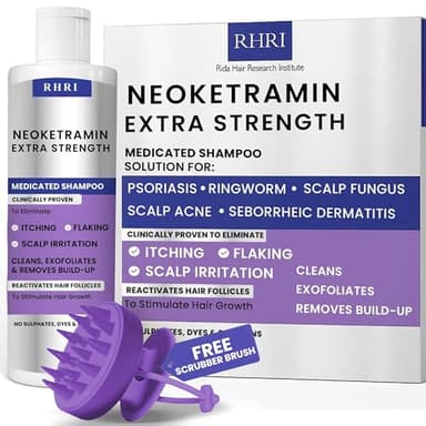 Anti Fungal Shampoo for Men & Women | Anti Dandruff, Medicated, Folliculitis Shampoo for Dry Scalp, Psoriasis, Ringworm | for Itchy, Flaky & Irritated Scalp | No Paraben & Sulphate | w/Scrubber Brush