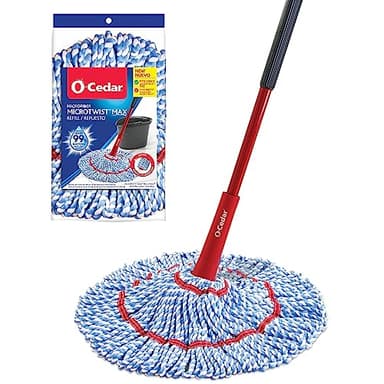 O-Cedar MicroTwist MAX Microfiber Twist Mop with 1 Extra Refill | Features Hands-Free Wringing | Extra Large 18-Inch Mop Head | Safe on All Floor Types