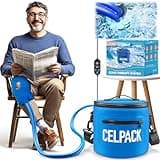Portable Ice Therapy Machine for Post-Operative Recovery, Sports Injuries, Knee Pain, Sprains, Swelling, Full Knee Brace with Silent Pump, Timer Remote Control Cold Therapy Device Blue