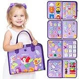 hahaland Busy Board Montessori Toys - 3 Year Old Girl Gifts Bithday Gift Ideas - 7 in 1 Preschool Learning Activities - Christmas Toddler Stocking Stuffers Gifts