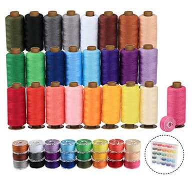 ilauke 50Pcs Thread for Sewing, 400 Yards Sewing Thread kit, Prewound Bobbins Hand & Machine, Sewing Machine Thread Assortment for Brother Singer Janome Juki Serger Machine, 25 Colors