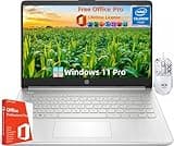 HP 14" Laptop for Student Business, with Office Lifetime License & Windows 11 Pro, Intel Dual-Core N4120, 16 GB RAM, 384 GB Storage(128GB eMMC+256GB Micro SD), Ultra Light, Webcam, WiFi, HDMI, Silver
