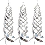 Hausse Bird Repellent Spiral Reflectors Silver Mylar Spinner, Hanging Reflective Bird Deterrent Device, Garden Decorative Scare Birds Away, Like Woodpeckers, Pigeons and Geese, 3 Pack