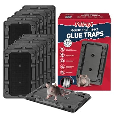 Glue Mouse Traps Indoor for Home -12 Pack Sticky MouseTraps Indoor for Safe Home Pest Control. Pre-Scented, Non-Toxic Glue Boards for Mice, Mouse & & Insects. Easy to Use