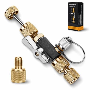 Behonor HVAC Valve Core Removal Tool,Valve Core Remover Installer Tool,1/4"& 5/16" Dual Valve Mega Flow Vacuum-Rated Valve Core Removal Tool,20 Microns Vacuum,Essential HVAC Tools for R32 R410 R22 R12