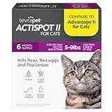TevraPet Actispot II Flea Treatment for Small and Medium Cats 5-9 lbs | 6 Doses | Powerful Prevention and Control, Clear